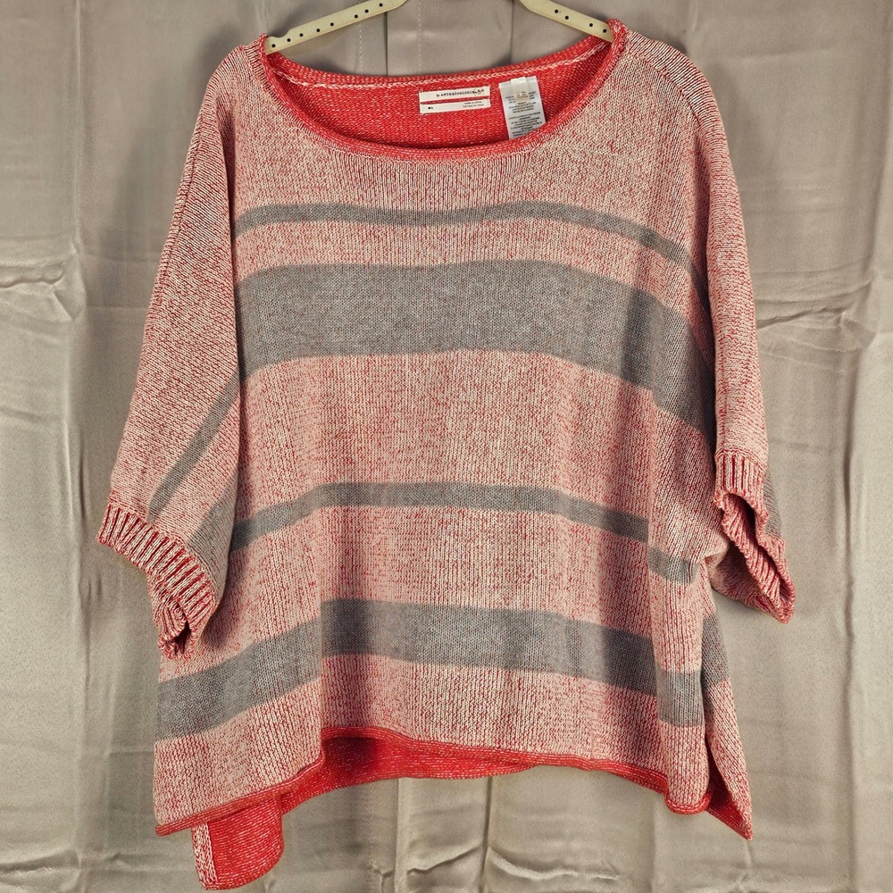 Anthropologie Womens‎ Pink Gray Oversized Crop Sweater M/L